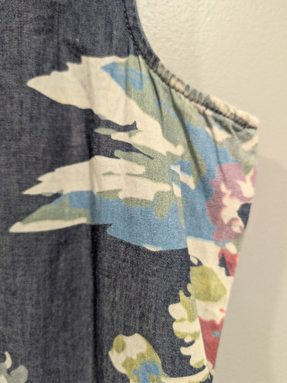 Denim & Co Dress Womens XL Blue Floral Sleeveless Button Front Pockets Casual - Picture 16 of 16